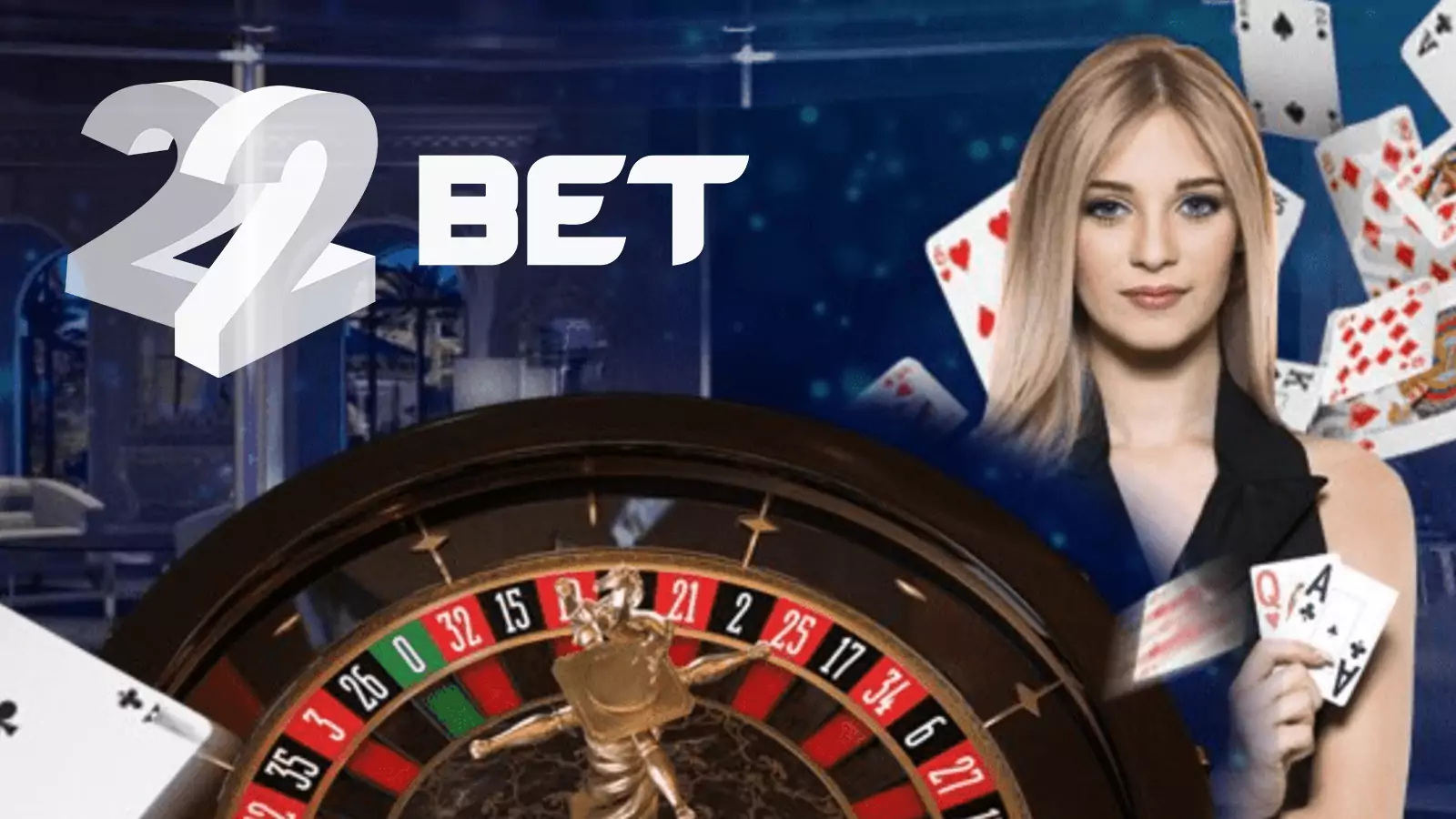 Register at 22bet casino and play live games.