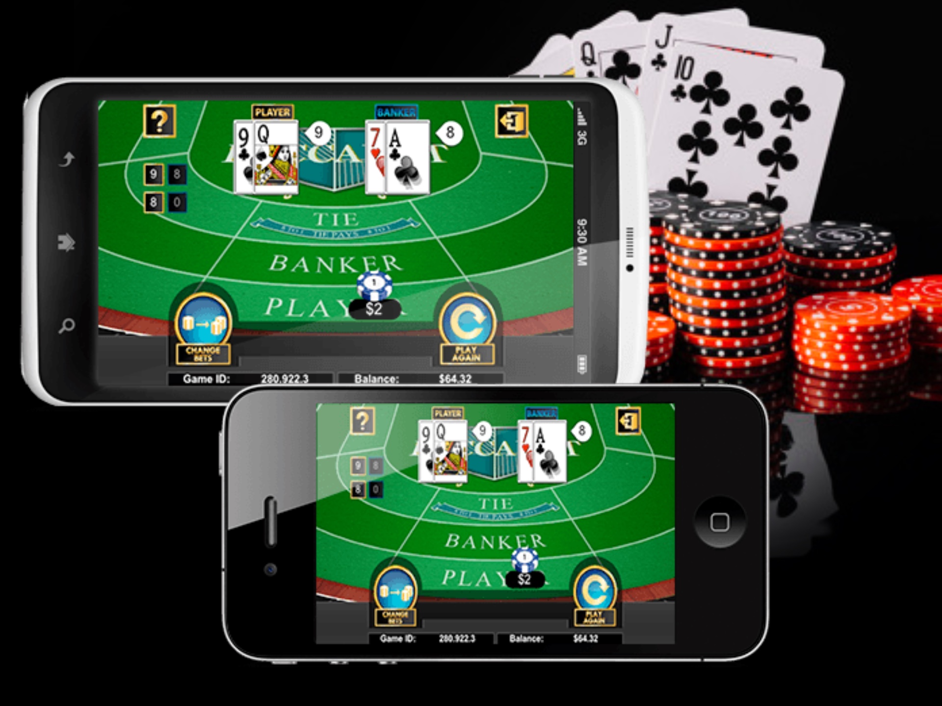 Download and install the mobile app and play baccarat online.