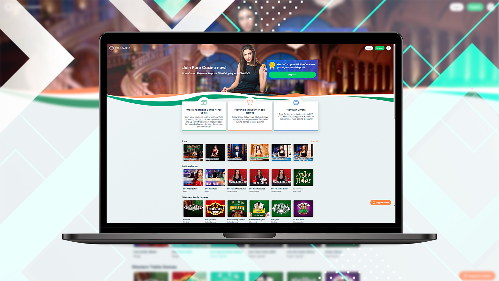 Pure Casino was made specifically for Indian players and is very convenient for them.