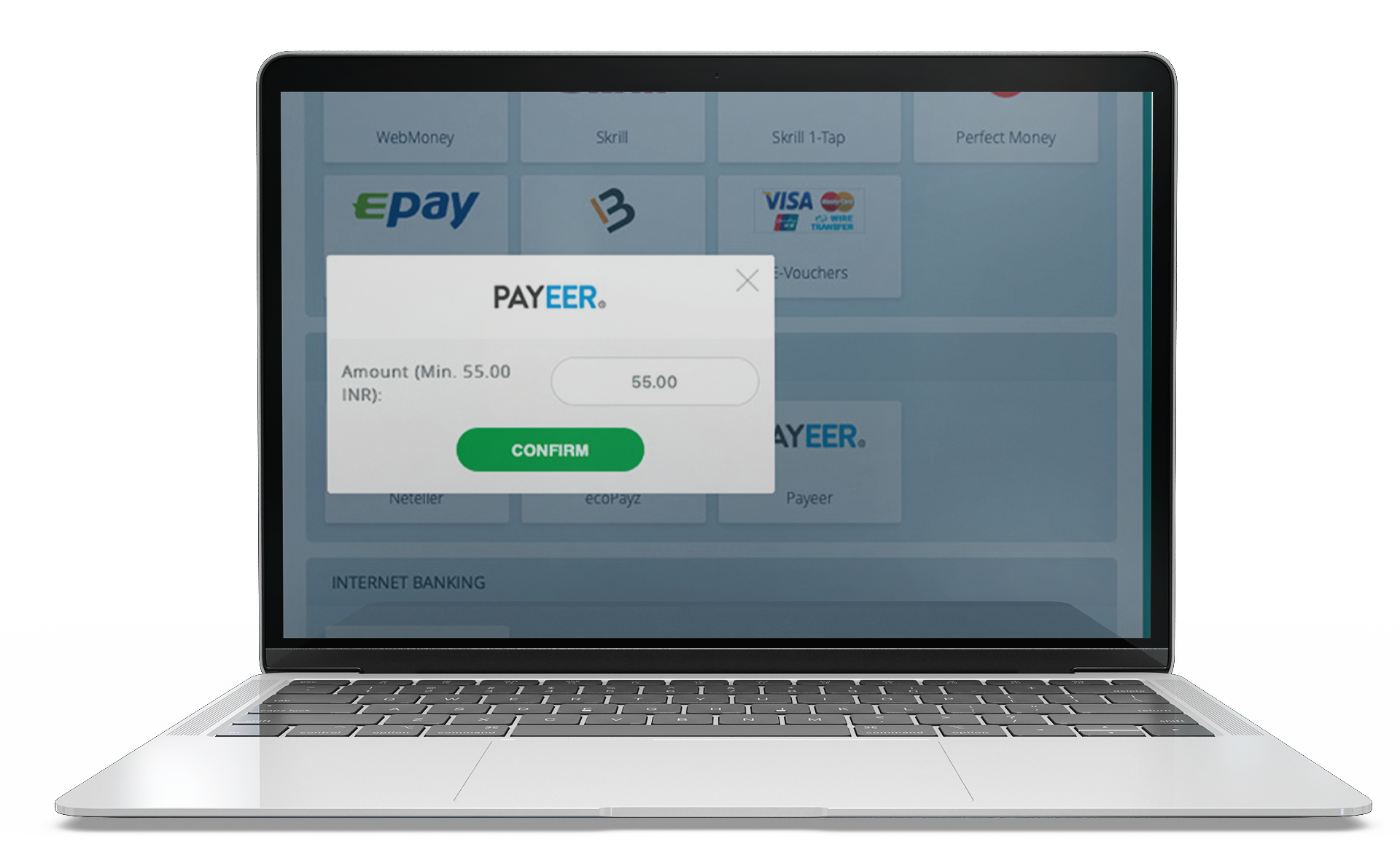 Choose the deposit method that accepts INR for more convenient financial operations.